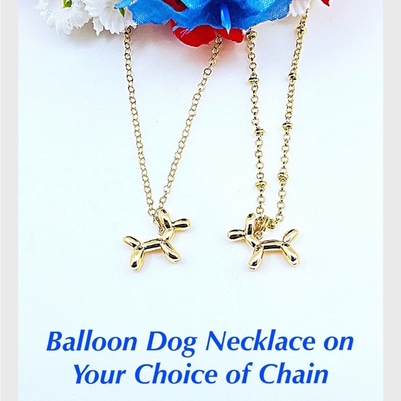 Gold Balloon Dog Necklace w/Choice of Chain, Dog Lovers Gift, NWT, Gift Box - Picture 1 of 8